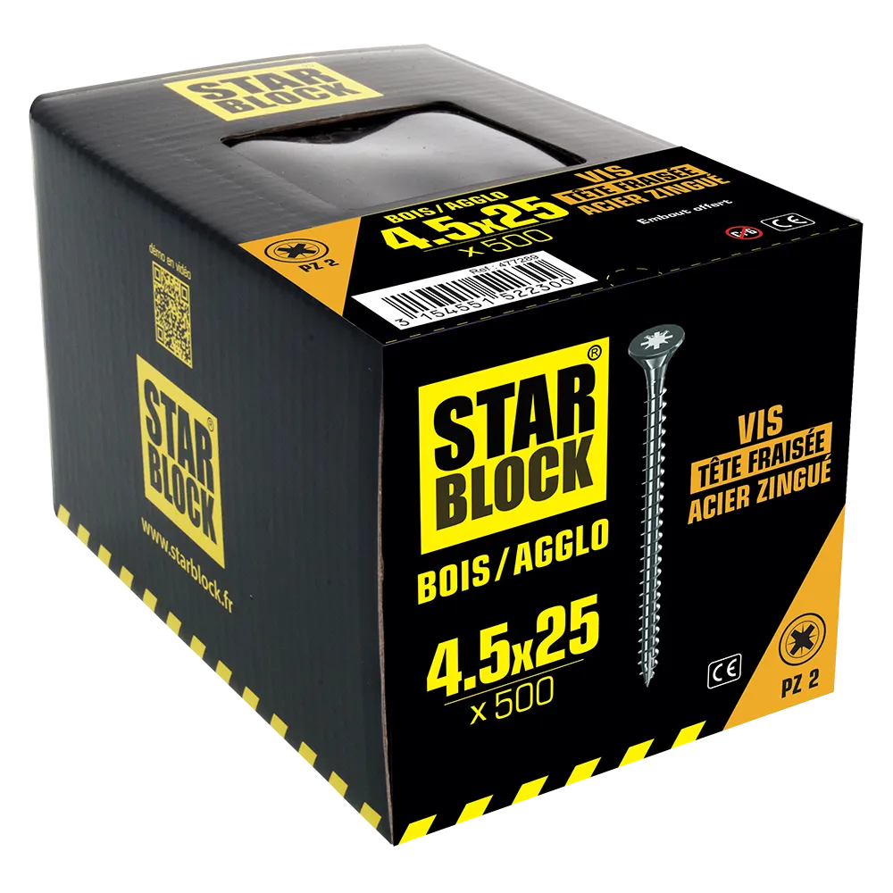 packaging-3154551522300-vis-boisagglo-pz-4-5×25-tete-fraisee-pz-acier-zingue-starblock