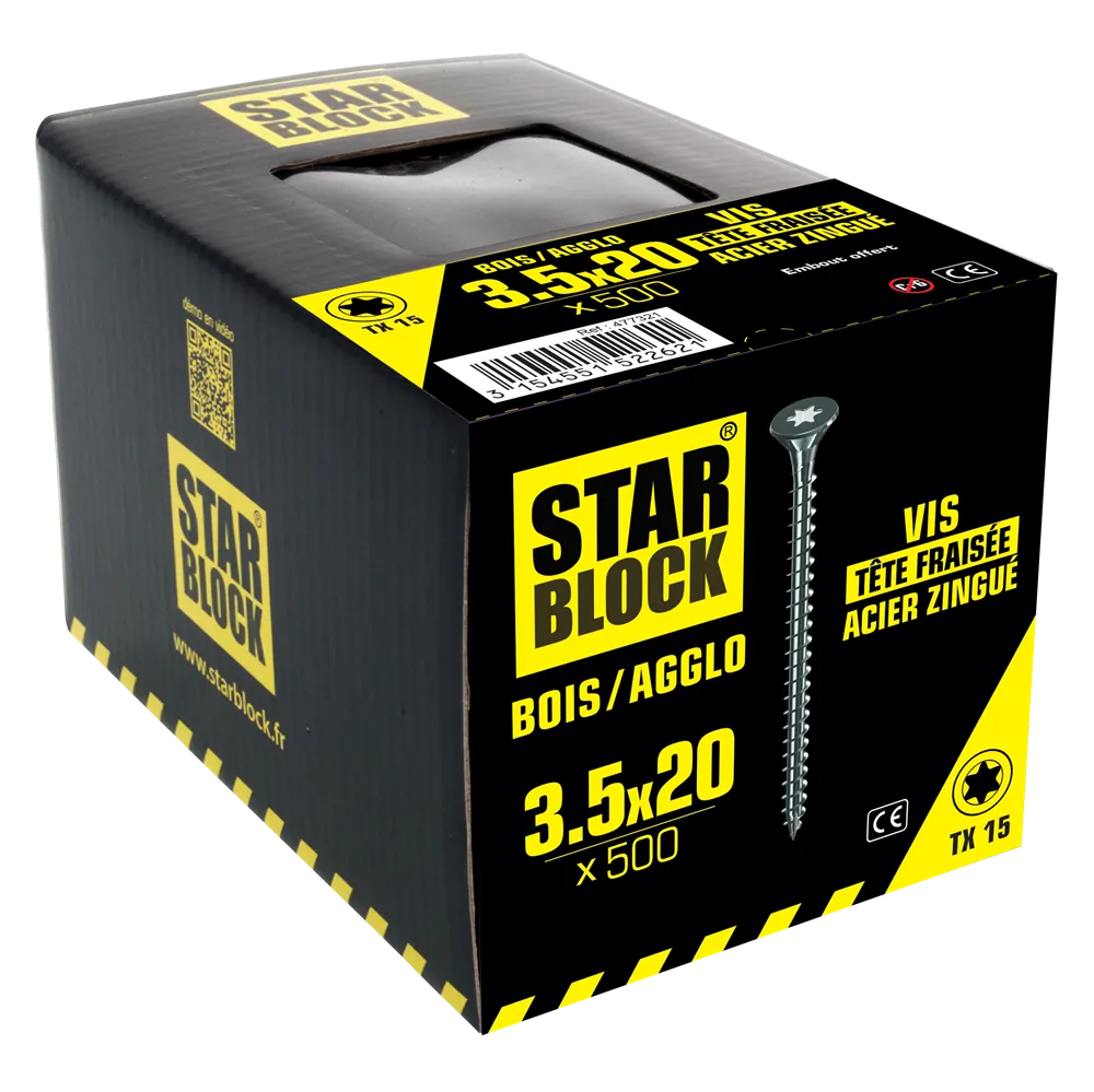 packaging-3154551522621-vis-boisagglo-tx-3-5×20-tete-fraisee-tx-acier-zingue-starblock