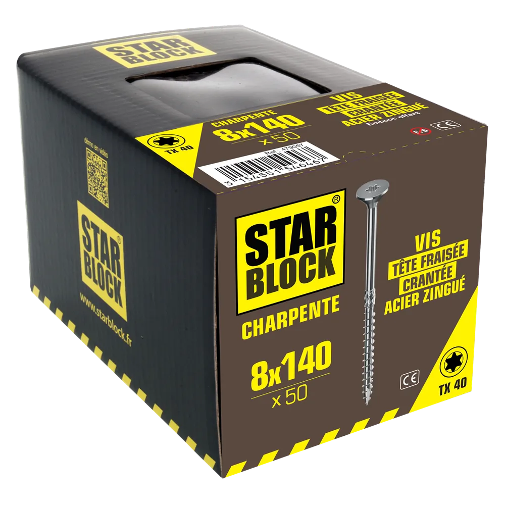 packaging-3154551546467-vis-charpente-tf-8×140-tete-fraisee-crantee-tx-acier-zingue-starblock